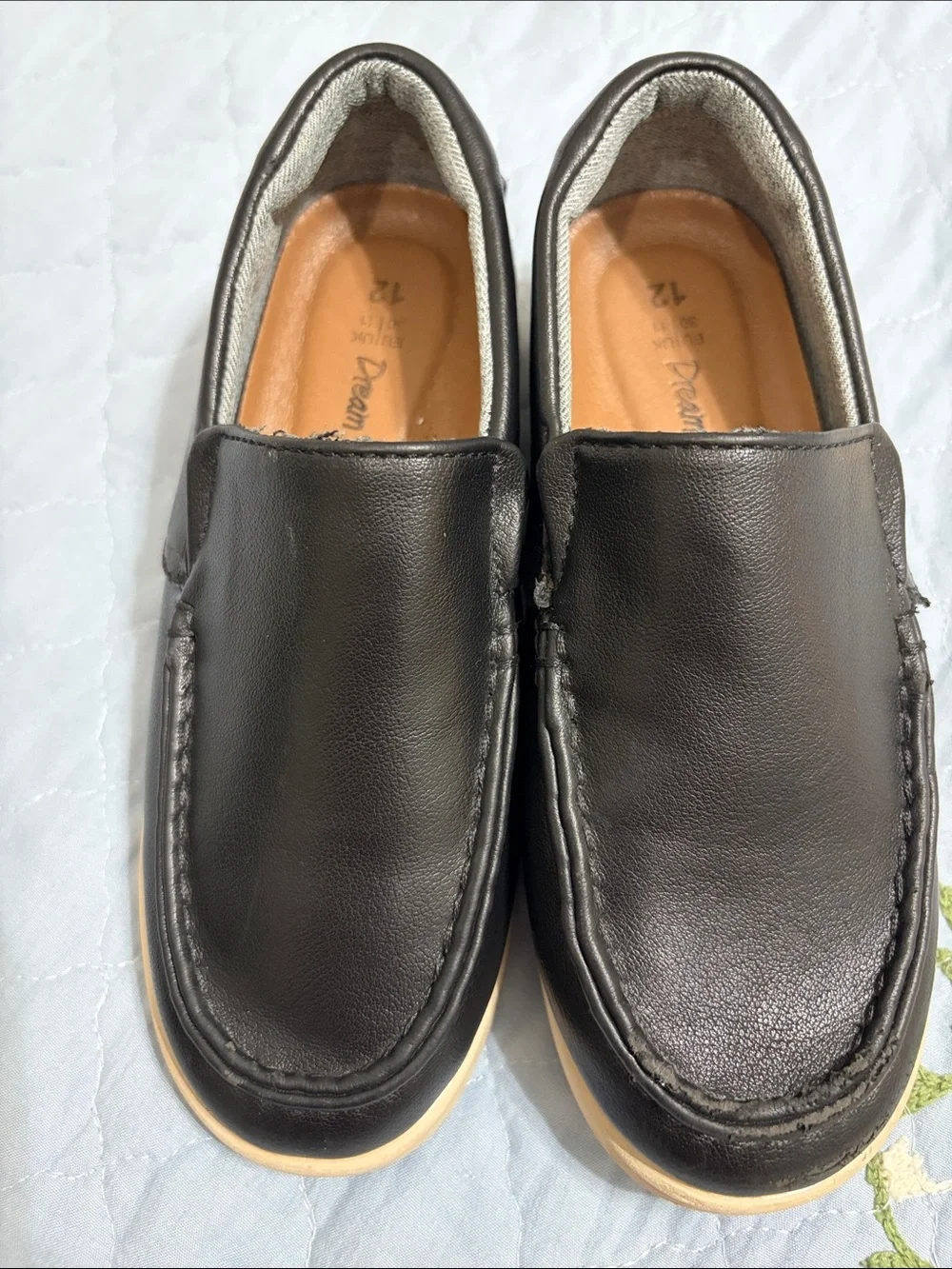 Dream Pairs Boys PreOwned Black SlipOn Loafers Faux Leather Size 12